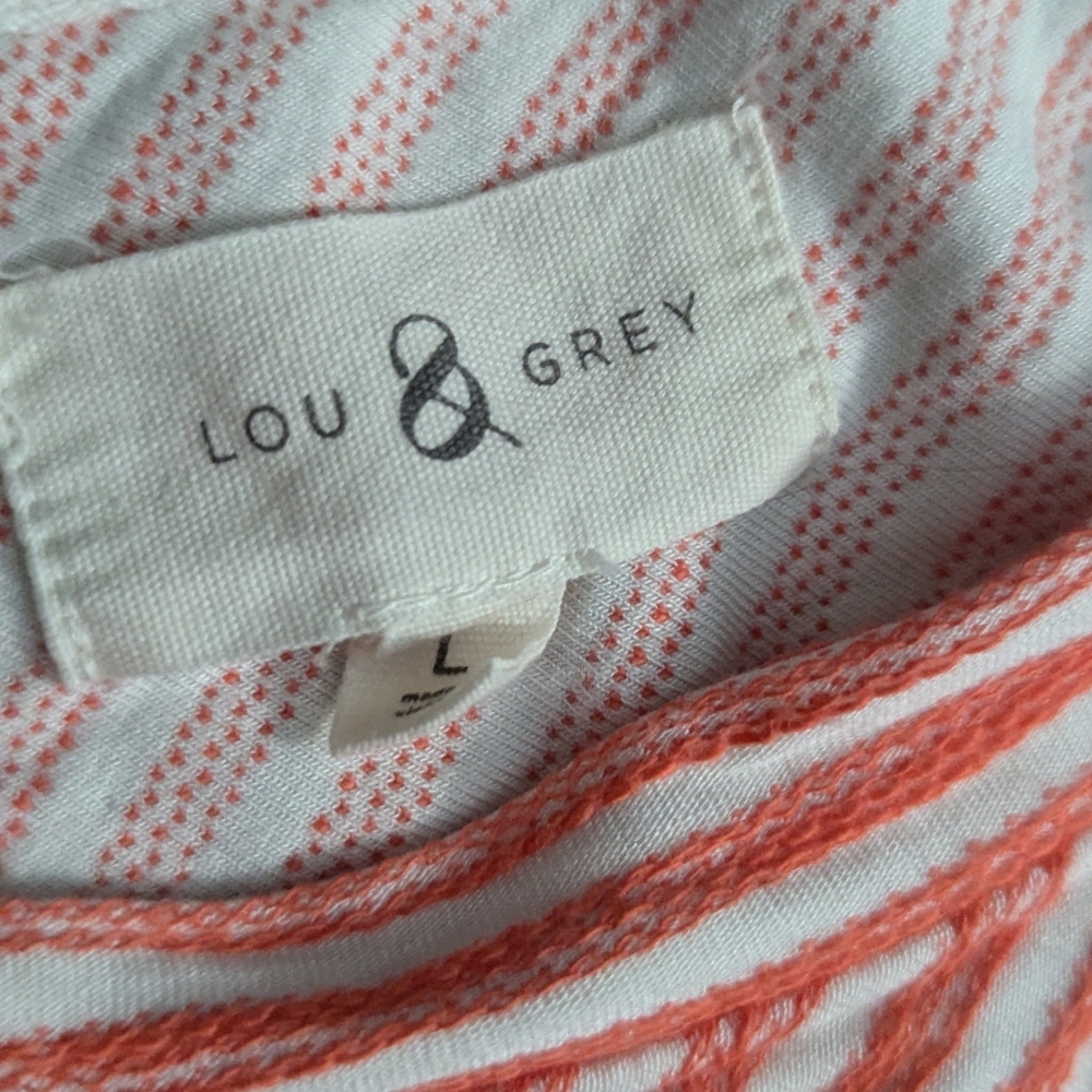 EUC Lou & Grey boxy fit crewneck t-shirt with textured vivid orange stripes - Picture 3 of 7
